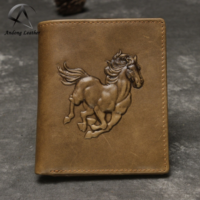 Andong Short Wallet Purse for Men Genuine Cow Leather Retro Fashion Slim Card Holder Wallets Oil Wax Real Cowhide