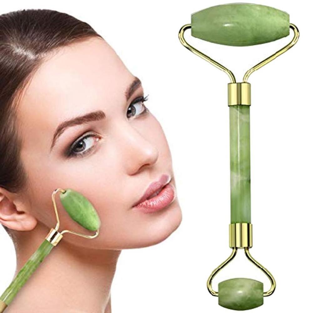 Beauty Supplies Facial Massager Tool Green Natural Body Dark Oem Customized Box Logo Jade Roller  with natual stone