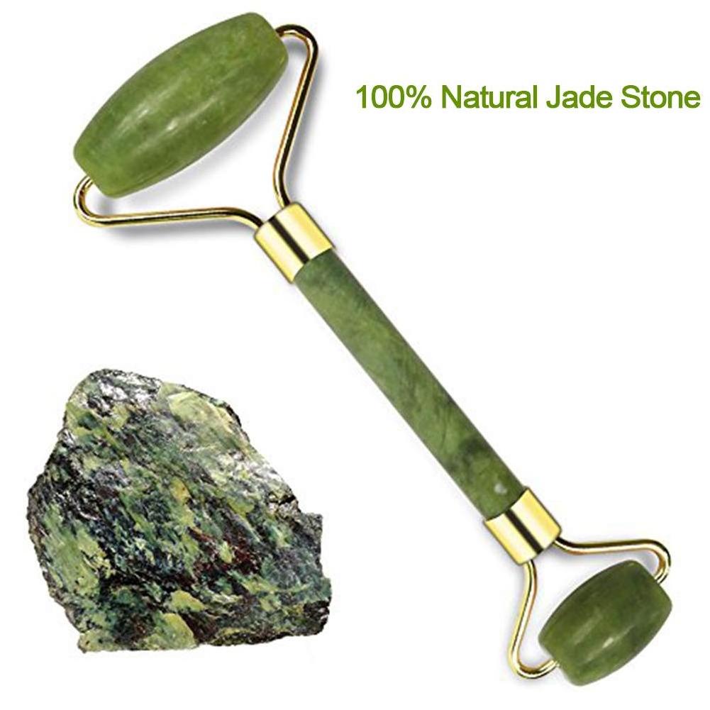 Beauty Supplies Facial Massager Tool Green Natural Body Dark Oem Customized Box Logo Jade Roller  with natual stone