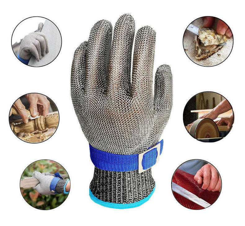 Stainless Steel Grade 5Anti-cut Wear-resistant Slaughter Gardening Hand Protection Labor Insurance Steel Wire Gloves 1pcs