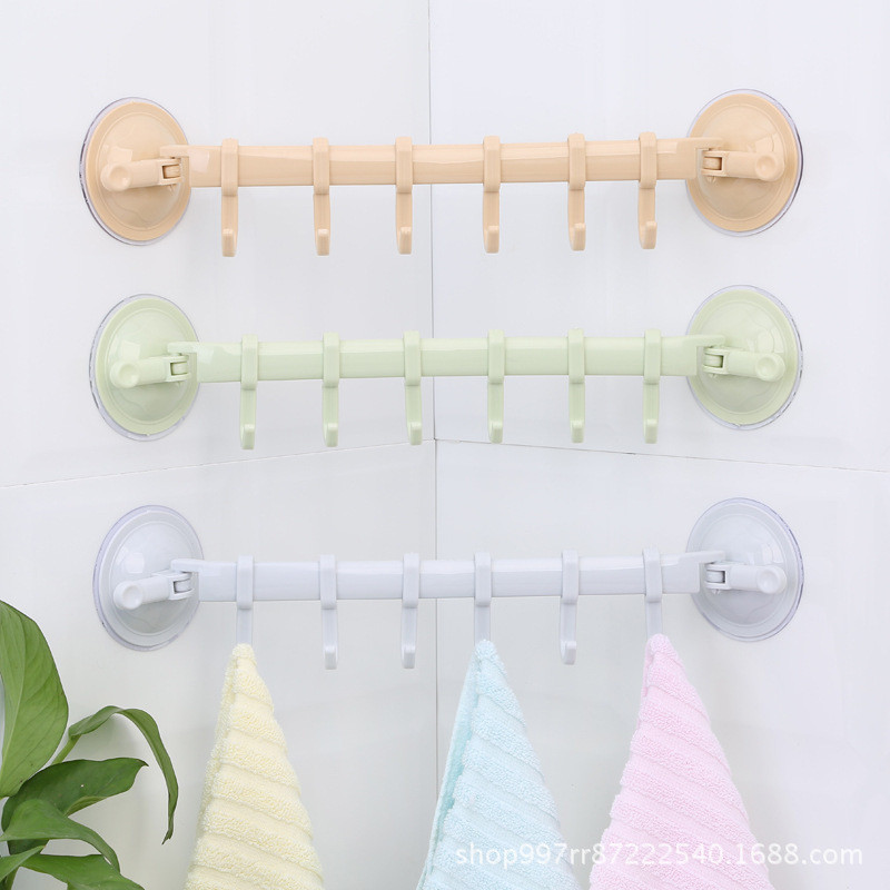 Plastic Bathroom Organizer Hook Sucker Vacuum Frame Towel Double Adjustable Wall Tool Shelves Flexible Cupboard Holder Hanger