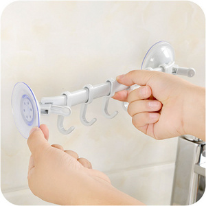 Adjustable 6 Hooks Double Suction Cup Towel Hanger Rack Hanging Shelves Holders Lock Type Sucker Bathroom Hook Organizer U3