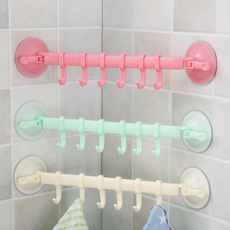 Plastic Bathroom Organizer Hook Sucker Vacuum Frame Towel Double Adjustable Wall Tool Shelves Flexible Cupboard Holder Hanger