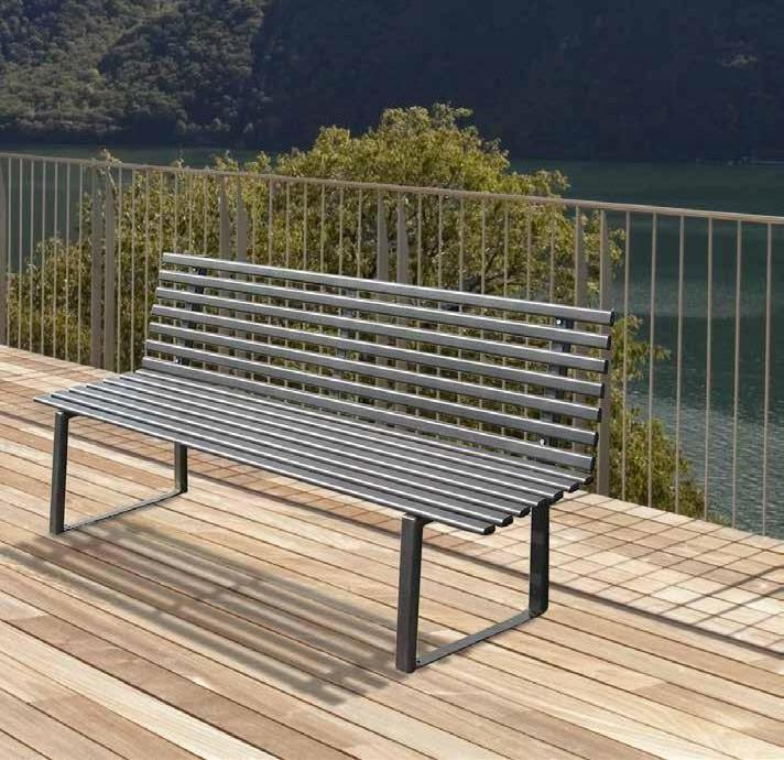 Stylish Modern Outdoor Bench with Black PVC Screws and Caps Cold Galvanized Steel with Powder Coating Black 190 x 50 x 82 cm