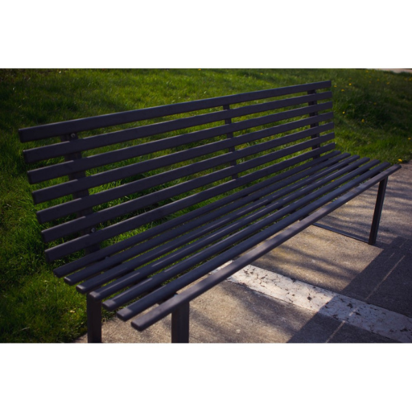 Stylish Modern Outdoor Bench with Black PVC Screws and Caps Cold Galvanized Steel with Powder Coating Black 190 x 50 x 82 cm