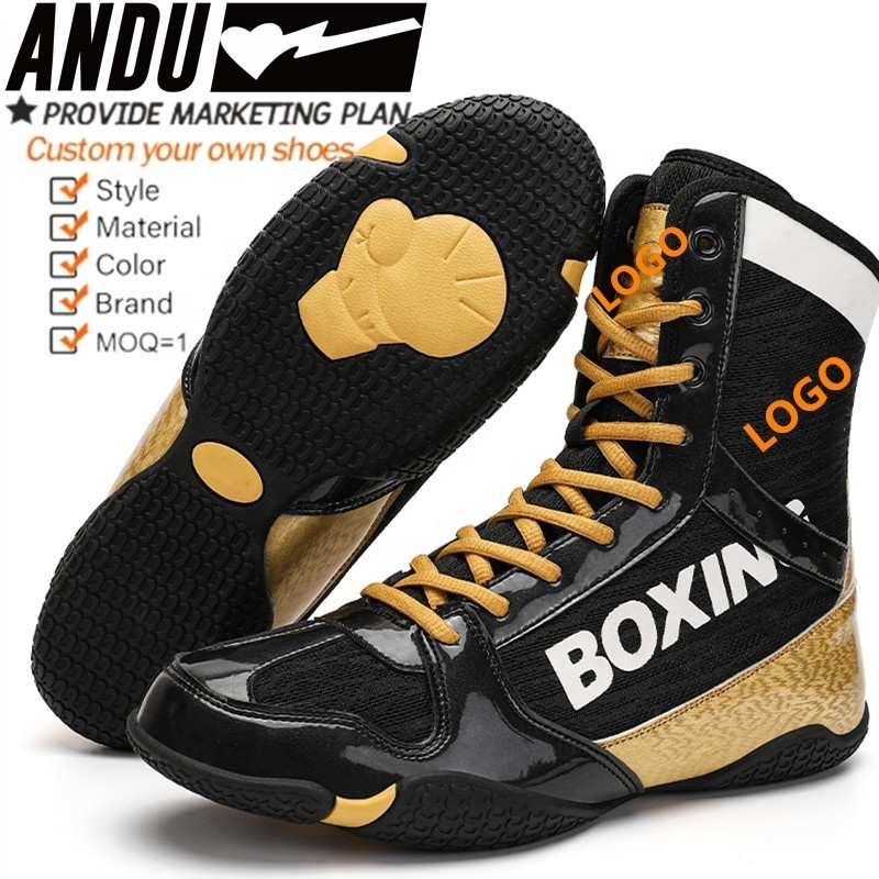 Wholesale Manufacturer Professional Kick Boxing Shoes Custom Professional Youth Training Make Your Own Boxing Wrestling Shoes