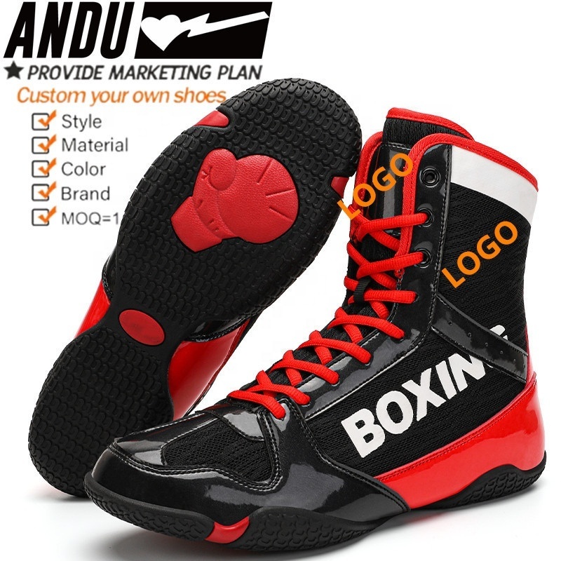 Wholesale Manufacturer Professional Kick Boxing Shoes Custom Professional Youth Training Make Your Own Boxing Wrestling Shoes