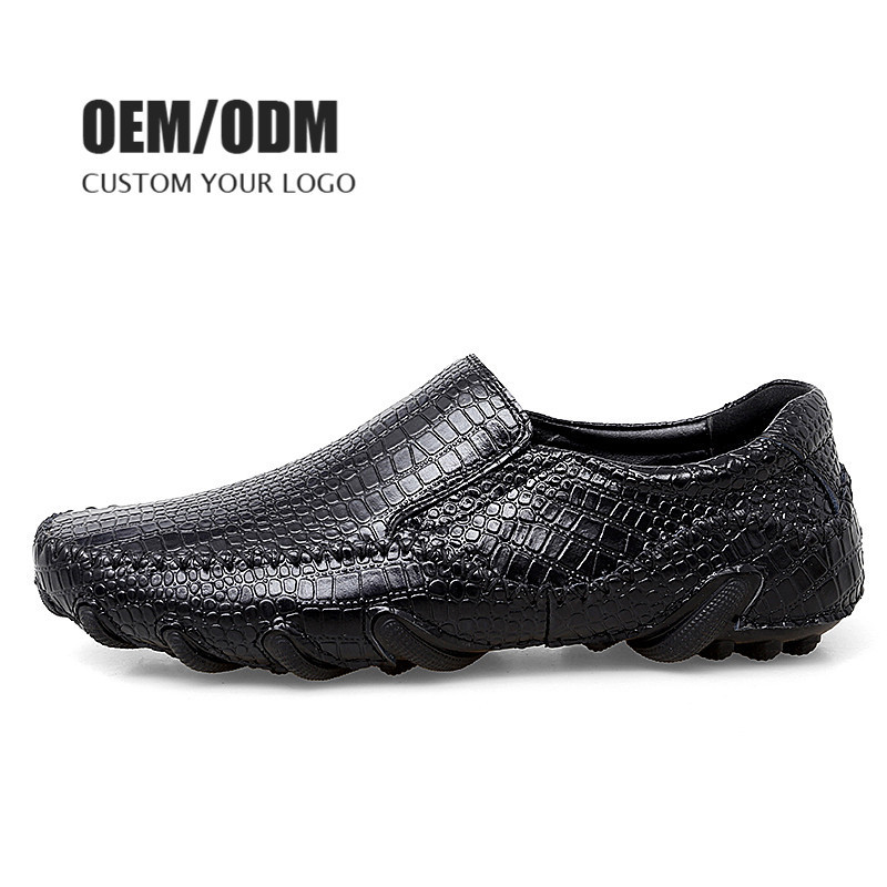 Custom Men's Dress Shoes Loafers Men Soft Moccasin Driving Shoes Big Size Crocodile Print Leather Boat Men Loafers Shoes