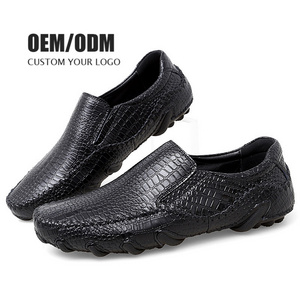 Custom Men's Dress Shoes Loafers Men Soft Moccasin Driving Shoes Big Size Crocodile Print Leather Boat Men Loafers Shoes