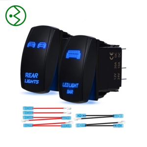 Rocker Switch 12V 24V ON/Off Toggle Blue LED Light Bar Rear Lights Switch 5 Pin SPST for Car Auto Truck Boat Marine UTV