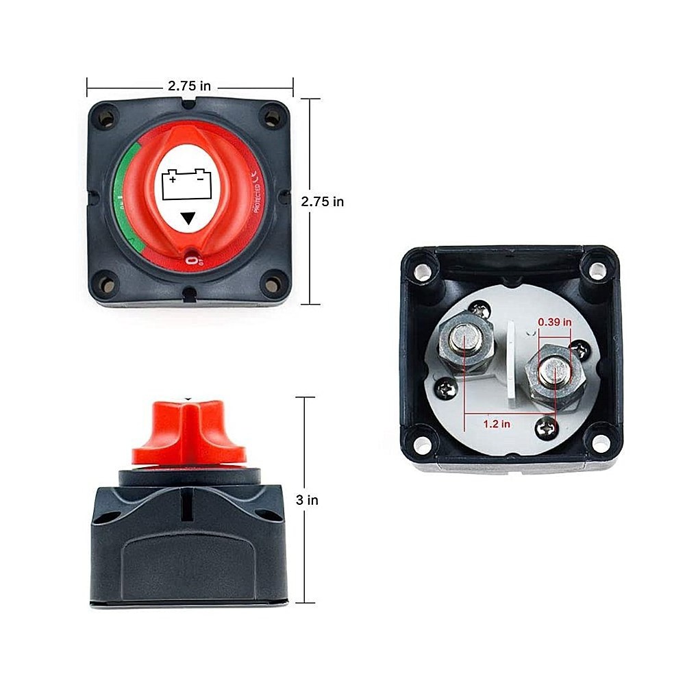 Battery Disconnect Switch 2 Pieces Battery Cutoff Switch Master for Marine Boat Power Isolator On-Off Kill Switch (Regular Style