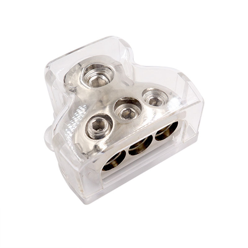 3 Way Power Distribution Block, 1x 0 Gauge in / 3X 4 Gauge Out Amp Power Distribution Ground Distributor Connecting Block