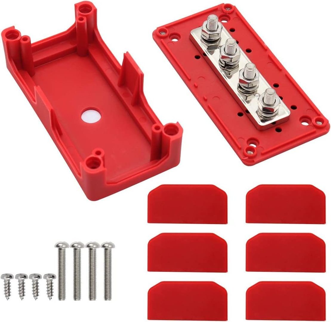 300A Bus Bar 48V Heavy Duty Module Design Power Distribution Block Battery Junction Block with 4X M10 (3/8