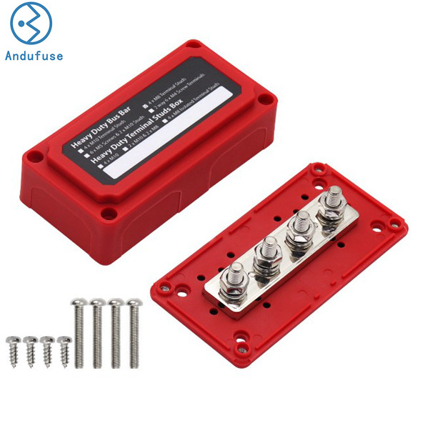 300A Bus Bar 48V Heavy Duty Module Design Power Distribution Block Battery Junction Block with 4X M10 (3/8