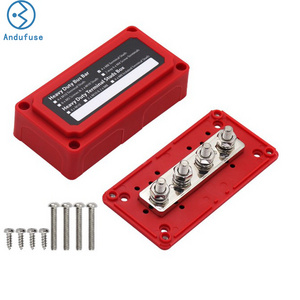 300A Bus Bar 48V Heavy Duty Module Design Power Distribution Block Battery Junction Block with 4X M10 (3/8") Terminal Studs