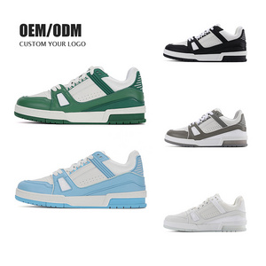 Customize Odm Original Men Skateboard Shoes Manufacture Custom Genuine Leather Sneaker Low Cut Sneaker Custom Men Shoes