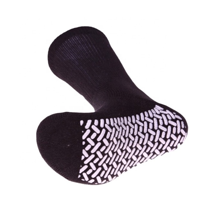 custom logo making machine Women And Men Diabetic Socks Adult Black Sock With Rubber Sole Anti-slip cotton socks