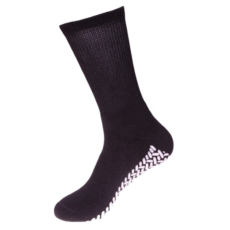 custom logo making machine Women And Men Diabetic Socks Adult Black Sock With Rubber Sole Anti-slip cotton socks