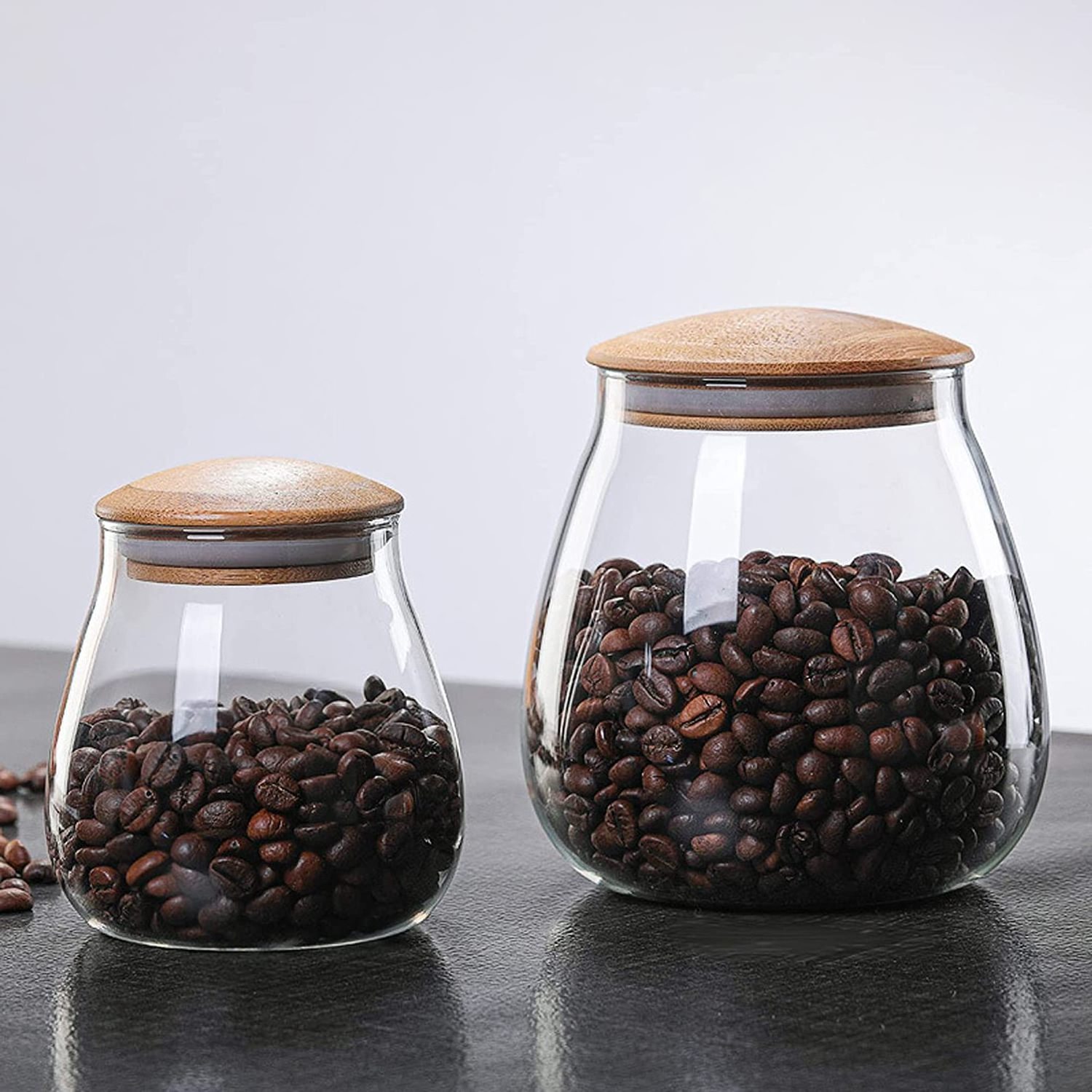 Candy coffee foods rubber sealed lid air tight storage containers glass jar with lid