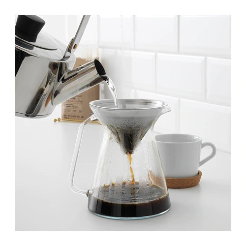 Pour Over Coffee Maker Set-4 cup Borosilicate Glass Carafe with Reusable Stainless Steel Paperless Filter/Dripper, Manual