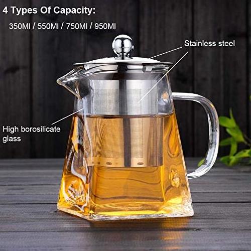 Factory Customization Tea Kettle and Glass Teapot with Removable Loose Tea Infuser Safe Glass teapot