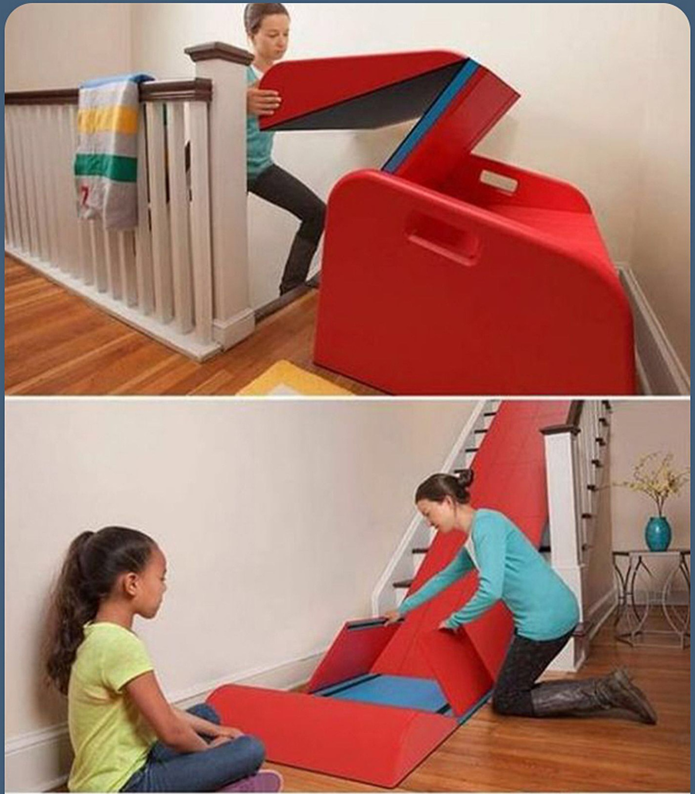 Foldable indoor floor stair slide for kids,handmade customized n slide on stairs