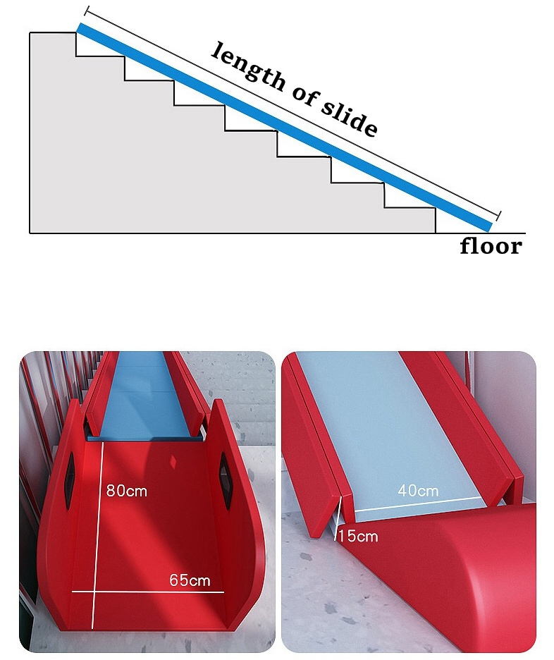 Foldable indoor floor stair slide for kids,handmade customized n slide on stairs