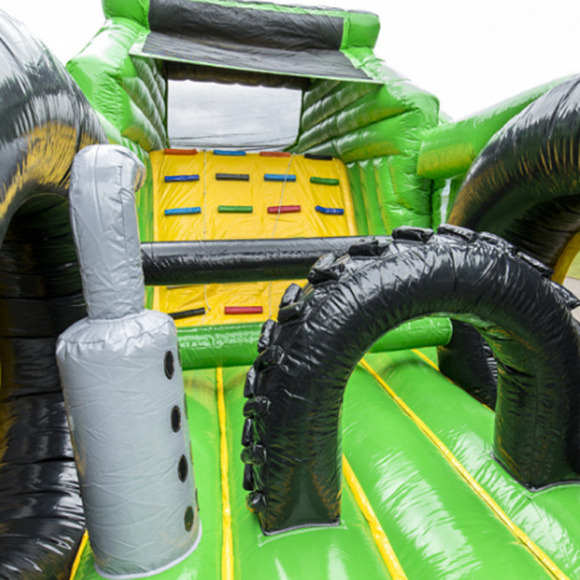 Inflatable Tractor run obstacle game,Obstacle run challenge bouncer game,digital printing bounce jump 3 in one