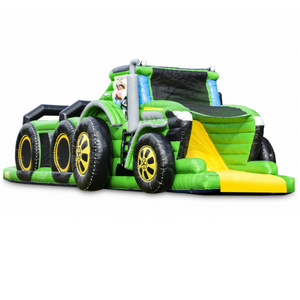 Inflatable Tractor run obstacle game,Obstacle run challenge bouncer game,digital printing bounce jump 3 in one