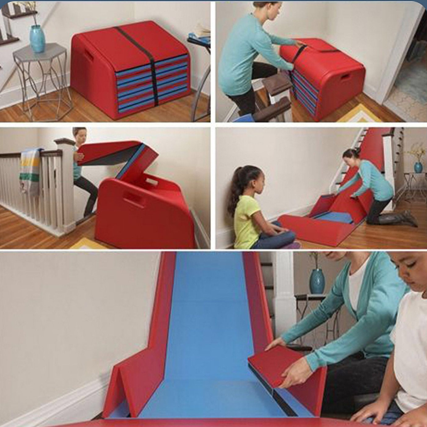 Foldable floor stair slide for kids,collapsible safe slide way handmade customized n slide on stairs