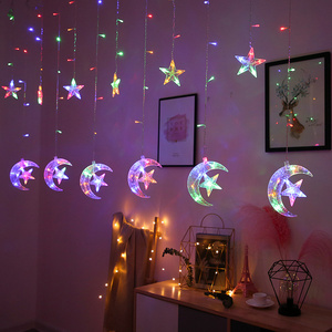 Star window string lights fairy  wall Moon luces led cortina twinkle star 300 led window curtain christmas star lights