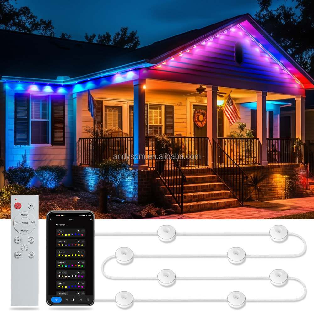 Smart Wifi Pixel Point Rgbw Lighting 5050 smd DC12V Waterproof Led Christmas Pixel Lights for House Outdoor Decoration