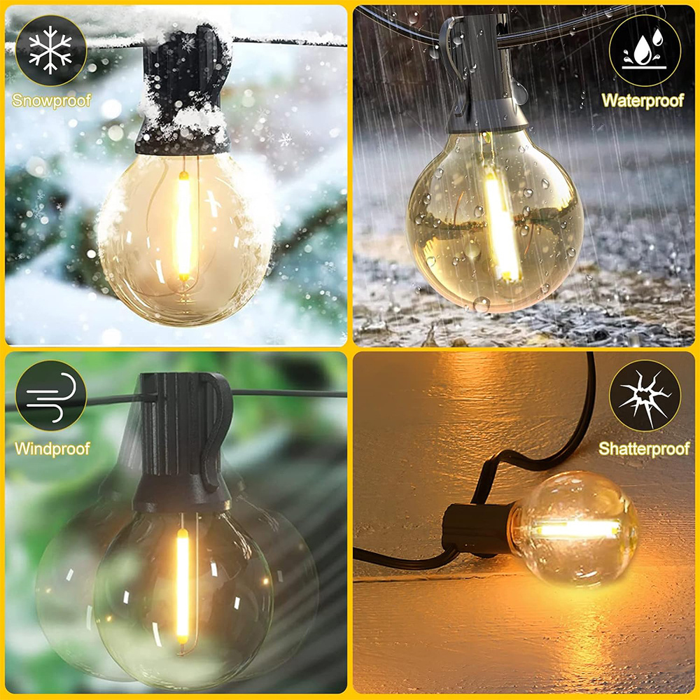 G40 Outdoor Patio led string dimmable Clear Globe Bulbs for Garden Backyard Bistro Decor 25Ft LED String Lights