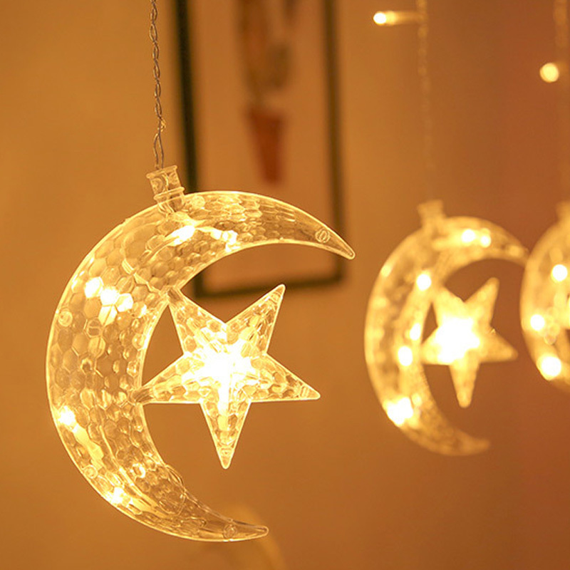 Star window string lights fairy  wall Moon luces led cortina twinkle star 300 led window curtain christmas star lights