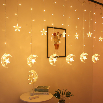 Star window string lights fairy  wall Moon luces led cortina twinkle star 300 led window curtain christmas star lights