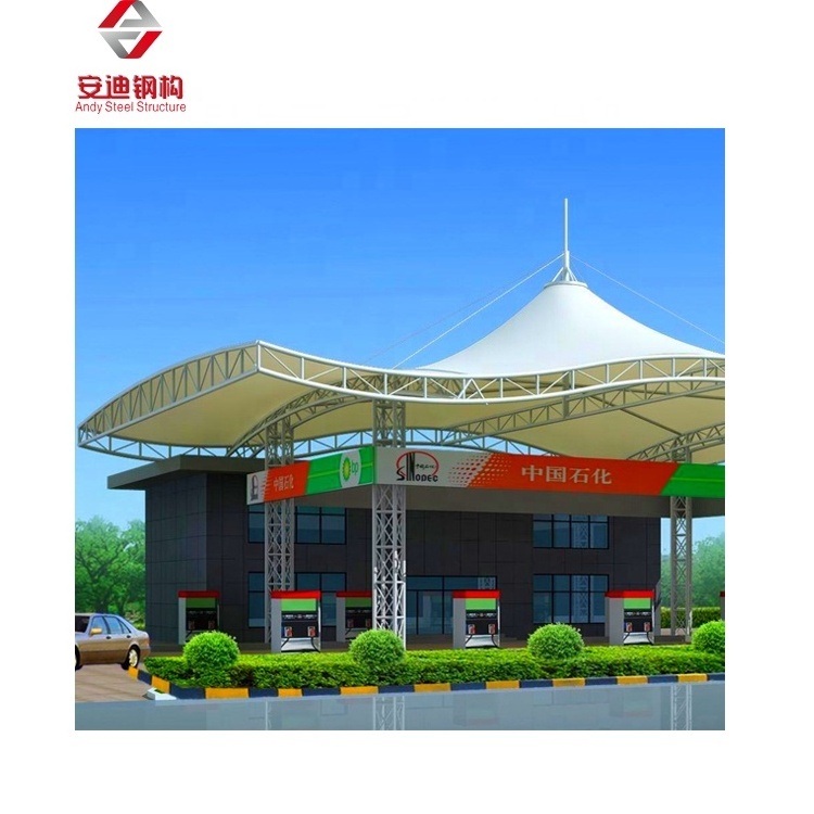 Membrane Structure Petrol Station Canopy Construction Steel Truss Frame Membrane Structure Gas Petrol Station Awning Building