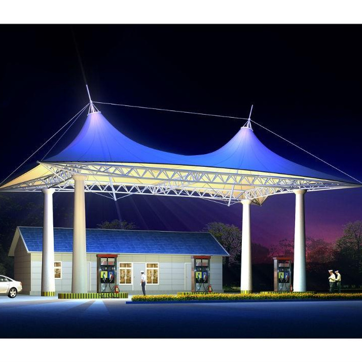 China Factory Direct Sale Steel Truss Frame Membrane Structure Gas Station