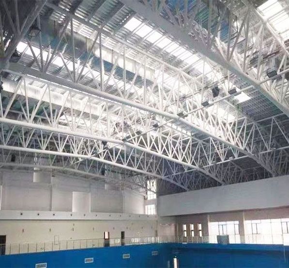 Prefab Steel Pipe Truss Roof Arch Metal Trusses Frame Indoor Stadium Cover Basketball Court Sport Hall Building