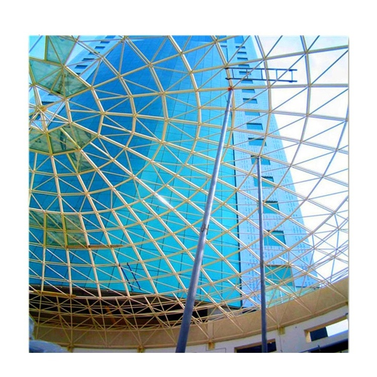 Metal Frame Dome House Roof Steel Truss Space Structure Hollow Polycarbonate Sheets Dome Skylight Roof Construction