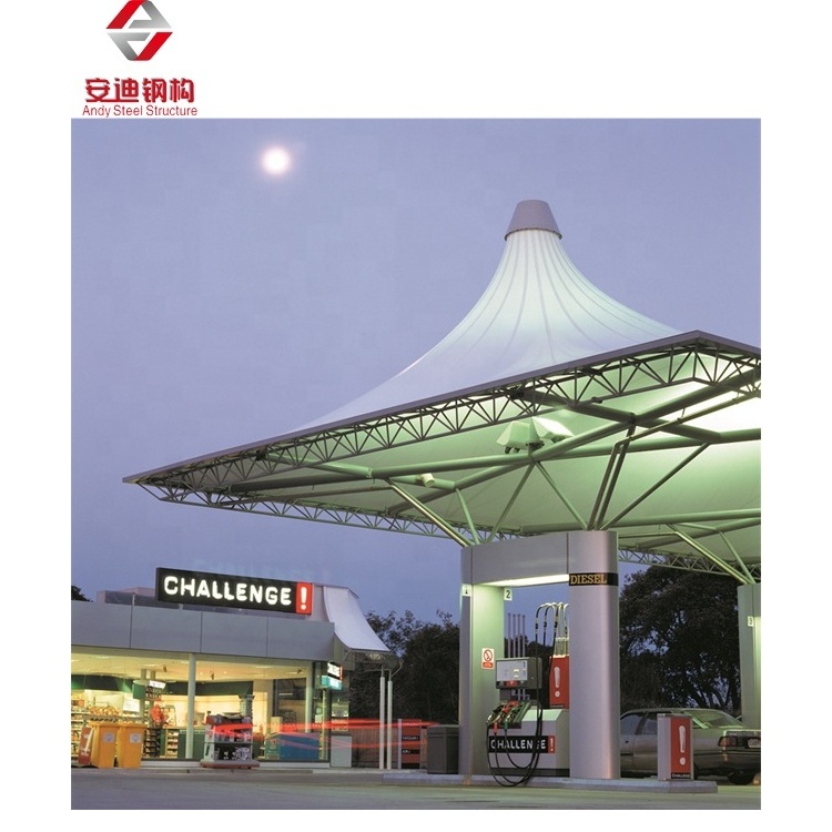 China Factory Direct Sale Steel Truss Frame Membrane Structure Gas Station