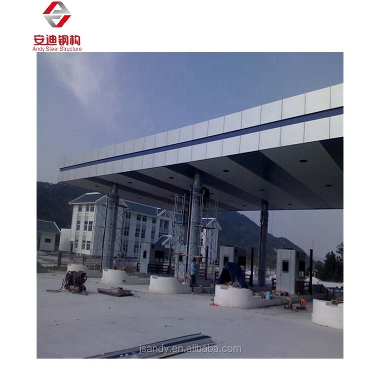 Modern Designed Prefab Steel Structure Aluminium Panel Cladding  Toll Station Roof Top Structure