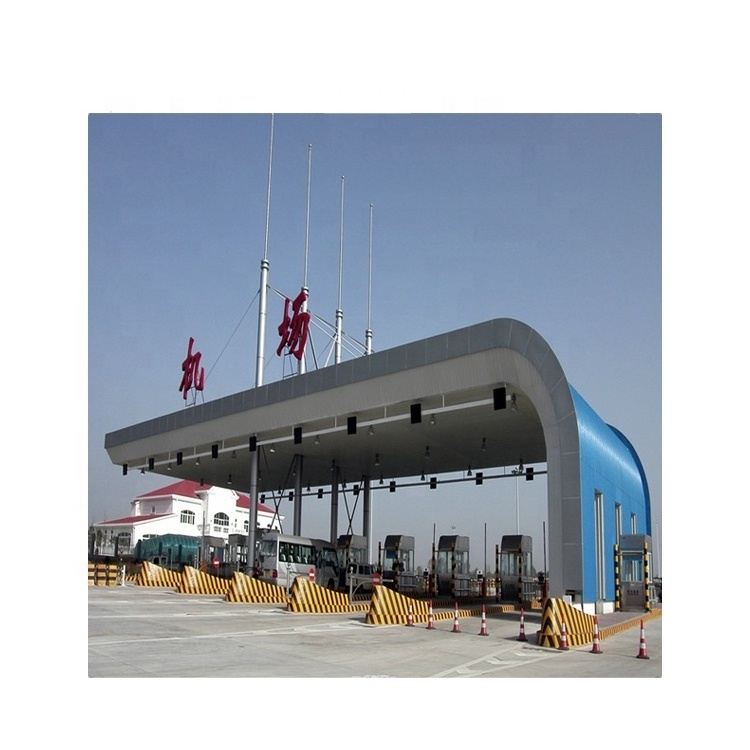 Modern Designed Prefab Steel Structure Aluminium Panel Cladding  Toll Station Roof Top Structure