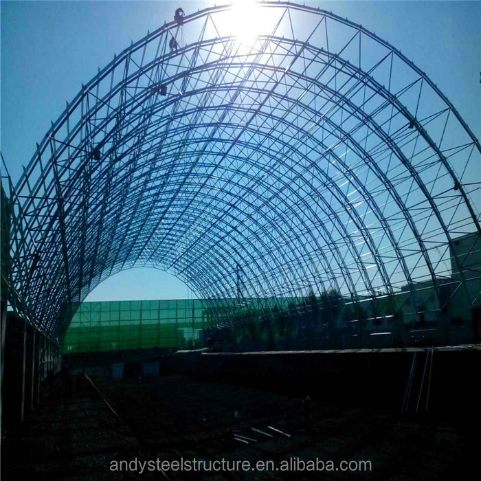 Large span steel bar storage space frame structure warehouse shed