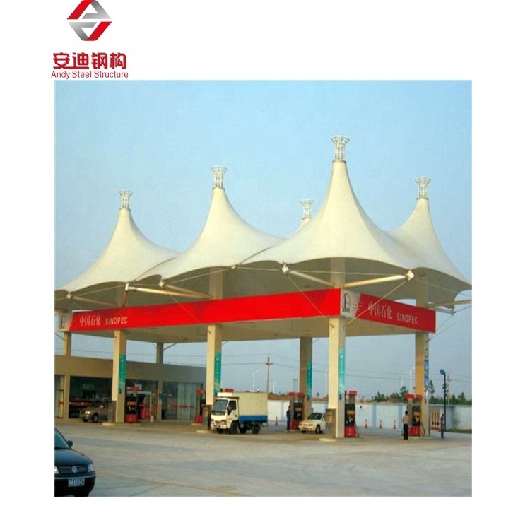 Membrane Structure Petrol Station Canopy Construction Steel Truss Frame Membrane Structure Gas Petrol Station Awning Building