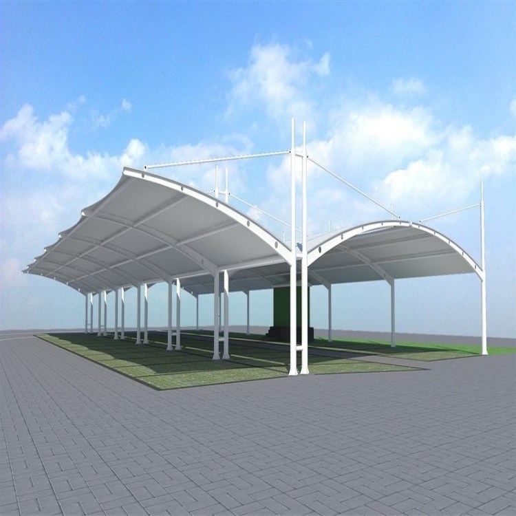 Steel truss frame structure design car parking shed canopy