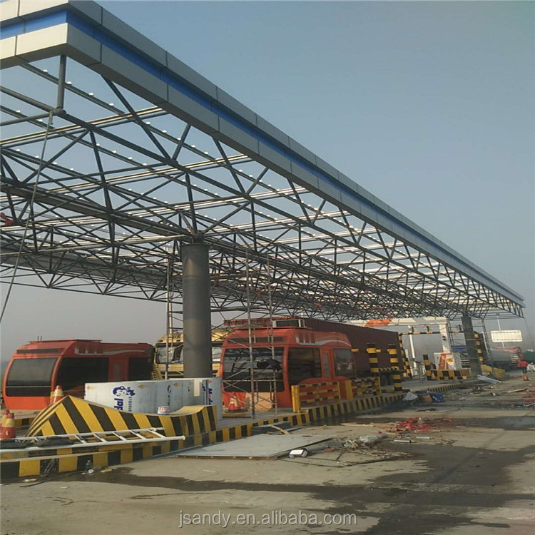 Modern Designed Prefab Steel Structure Aluminium Panel Cladding  Toll Station Roof Top Structure