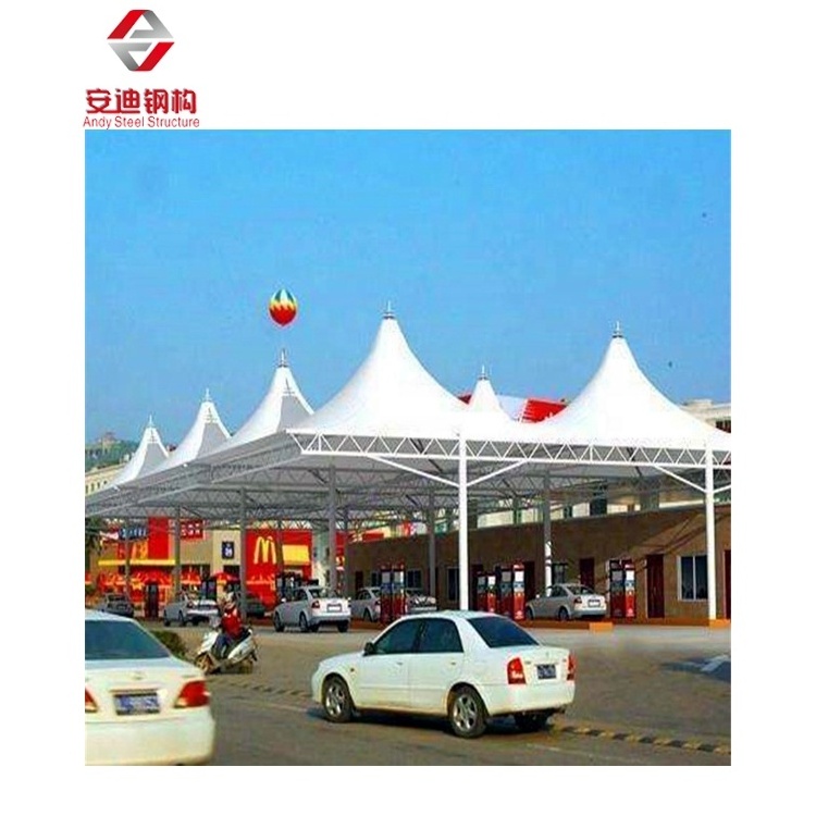 Membrane Structure Petrol Station Canopy Construction Steel Truss Frame Membrane Structure Gas Petrol Station Awning Building