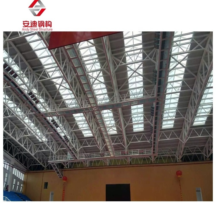 China Manufacturer Light Weight Galvanized Steel Truss Roof Prefabricated Indoor Basketball Court Steel Structure Pipe Truss