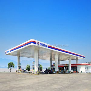 Cost of Used Gas Petrol Station Canopy Construction Design with Steel Structure Space Frame Roof