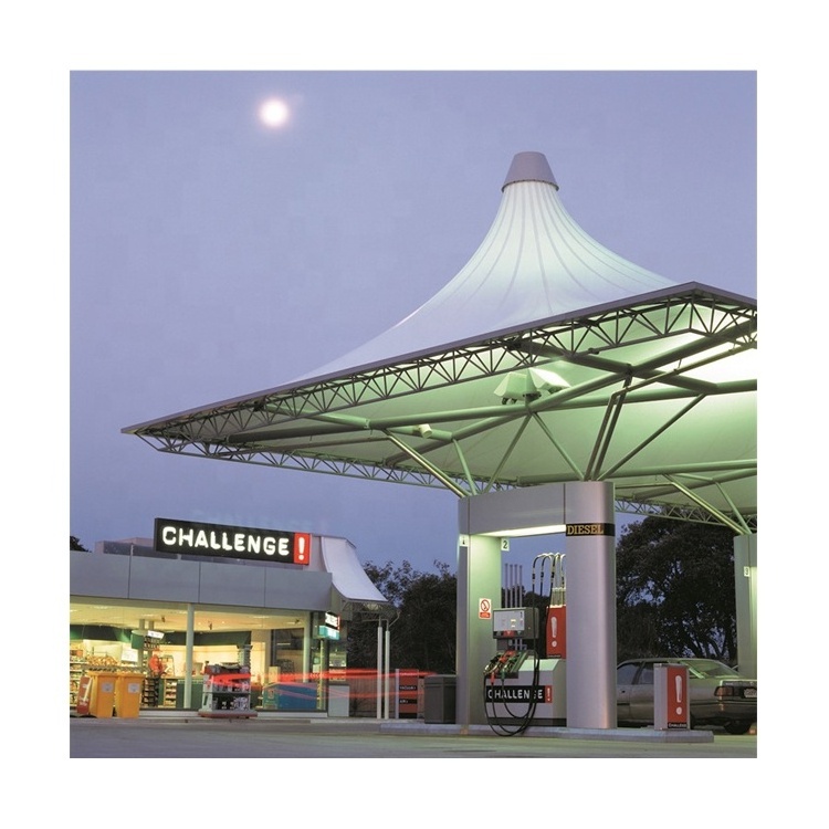 Membrane Structure Petrol Station Canopy Construction Steel Truss Frame Membrane Structure Gas Petrol Station Awning Building